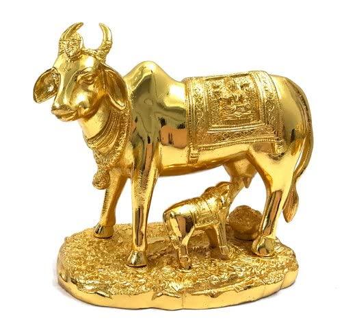 

Kamdhenu Cow Idol With Calf, Made Krishna Darling Cow Idol With Calf - 5 Cm