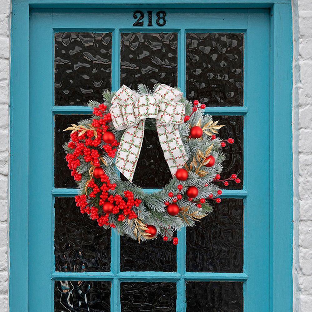 

Large Christmas Red Fruit Wreath with Berries Bow Window Door Hanging Wreath Wedding Decor 38cm
