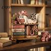 Niche Gothic Room Accessories Halloween Reading Ghost Figurine, Retro Wooden Statue, Vintage Desktop Bookshelf Decor Ornament with Stacked Book