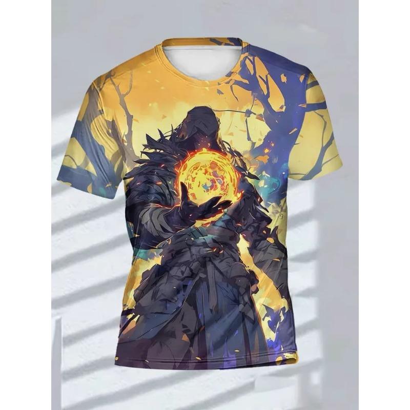Camiseta de Moda para Hombre con Estampado 3D Cuello Redondo Manga Corta Estilo Urbano de Moda