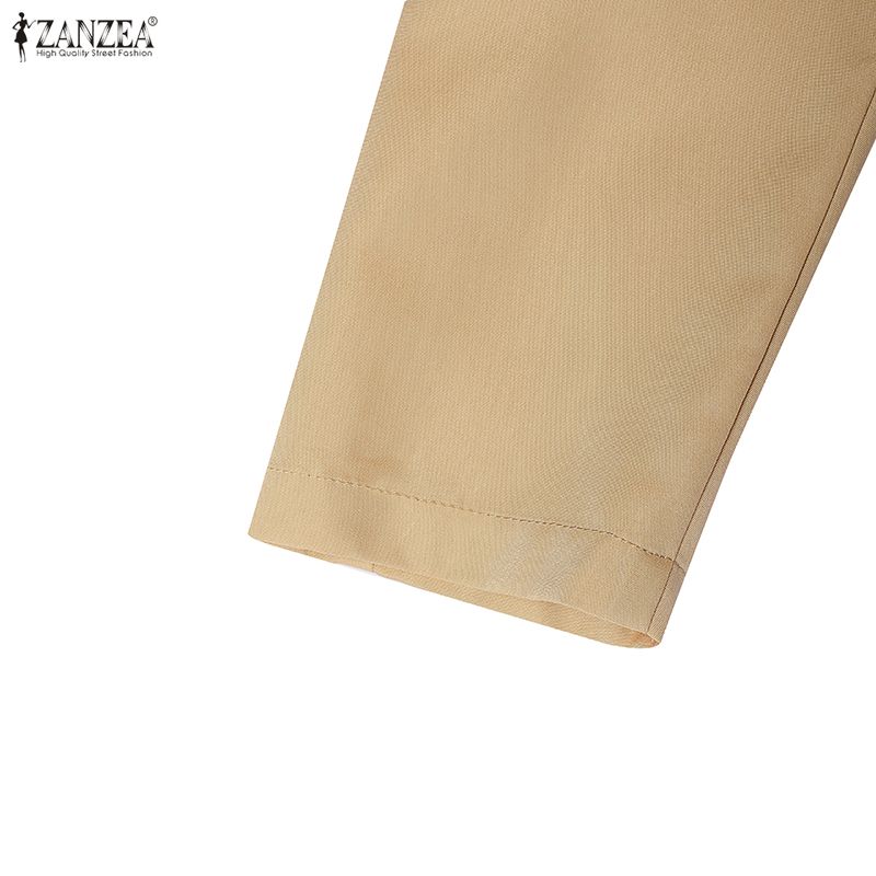 ZANZEA Lässige Bluse mit Umlegekragen und 3/4-Ärmeln für Damen in Volltonfarbe