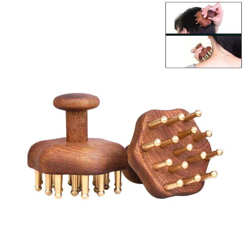Multi-Functional Wooden Therapy Massage Comb Scalp Head Massager Natural Wood Circular Tooth Guasha Scraping Body Massager
