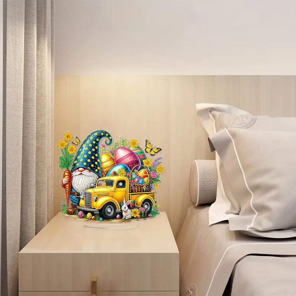 Acrylic Easter Goblin Diamond Painting Tabletop Ornaments Kit Cat Windmill Rabbit Truck  Diamond Painting Desktop Decor