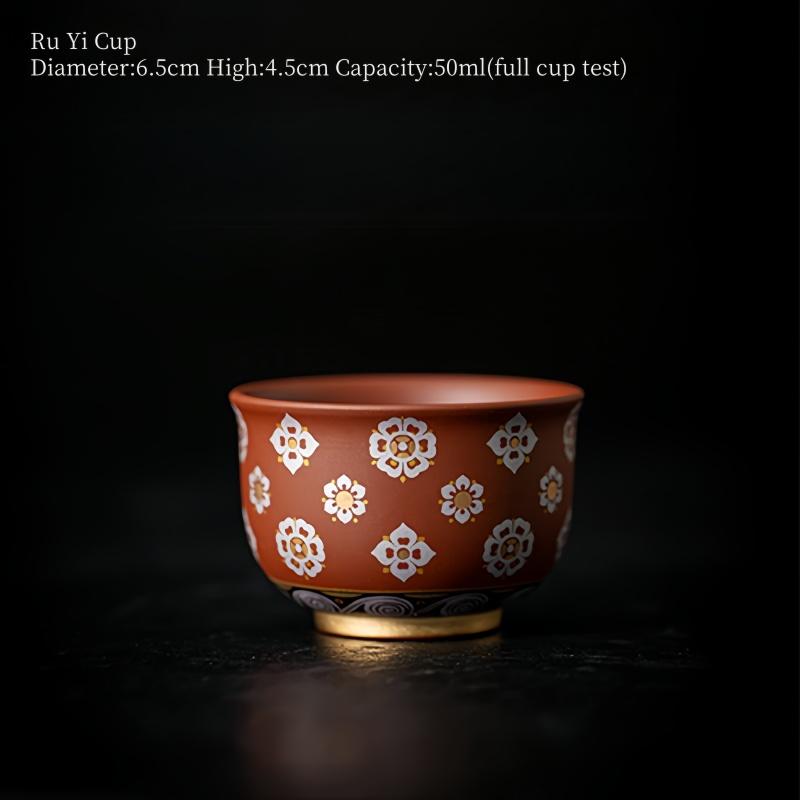 Traditional Handmade Purple Clay TeaPot Beauty Kettle Authentic Zisha Tea Set Kungfu Tea Set Gilded Vermilion Clay Teapot Teacup