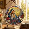 Acrylic Jigsaw Puzzle Suncatcher, US 250th Anniversary DIY Sun Catcher Kit, Stained Glass Style Patriotic Window Hanging Ornament for Independence Day