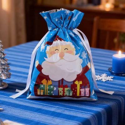 10 Stück Weihnachten Kordelzug Geschenktüten Groß Süßigkeiten Keks Verpackungsbeutel für Geburtstag Feiertagsgeschenke Weihnachtsfeier Zubehör