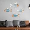 4 Pcs Rustic Wood Fish Wall Art Beach Nautical Wall Hanging Decor Ocean Coastal Theme Fish Wall Sculpture for Home Bathroom Bedroom Lake House
