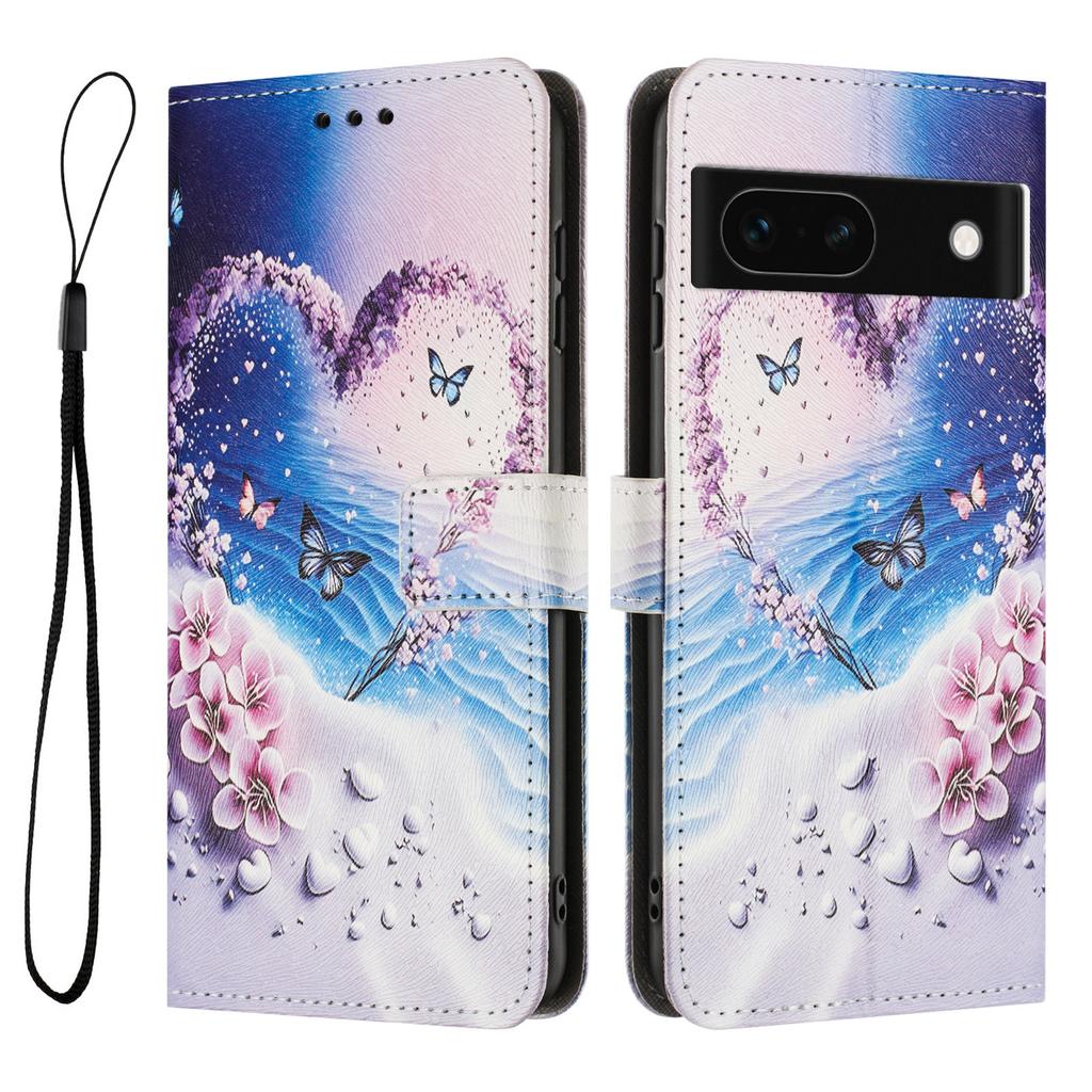 YX-2501 For Google Pixel 8a Case Pattern Printing PU Leather Wallet Phone Cover with Lanyard
