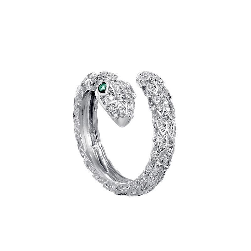 Luxury Zirconia Snake-Shaped Adjustable Ring for Women – Unique Retro Design for Index Finger
