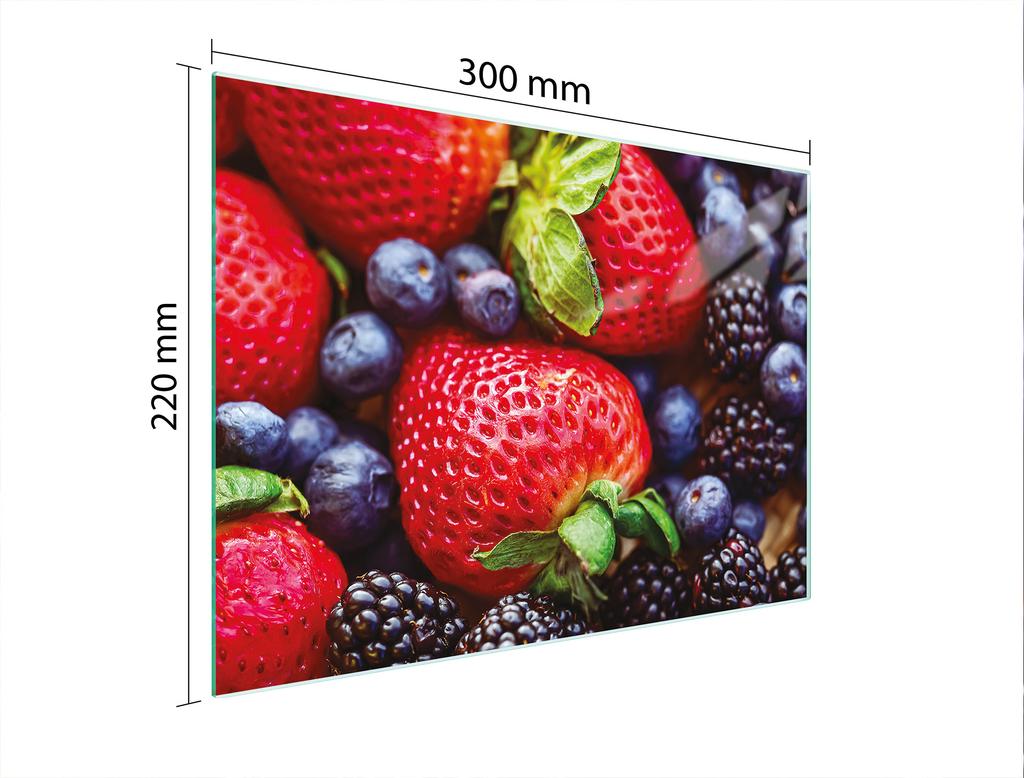GLAS SKÄRBRÄDA 30x22 JORDGUBBAR