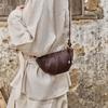 Mrs. Qiao 2025 New Vegetable-Tanned Cowhide Bag Underarm Crossbody Bag Dumpling Bag High-End Quality Soft Leather Crescent Bag