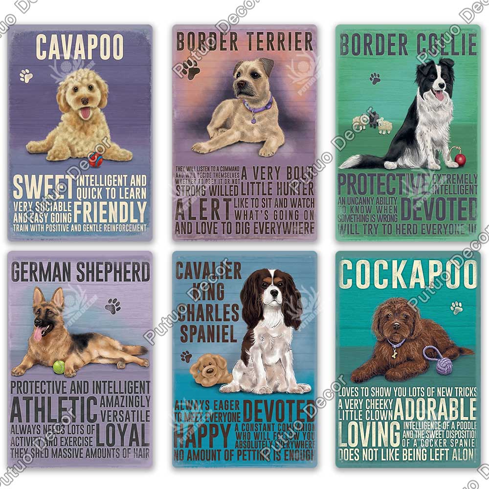 Putuo Decor Dog Vintage Tin Sign Plaque Metal Plate Wall Art Decoration for Living Room Man Cave Cafe Farm Home Retro Poster