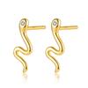 S925 Sterling Silver Snake Zodiac Stud Earrings, Light Gold, Sweet & Cool Niche Design.