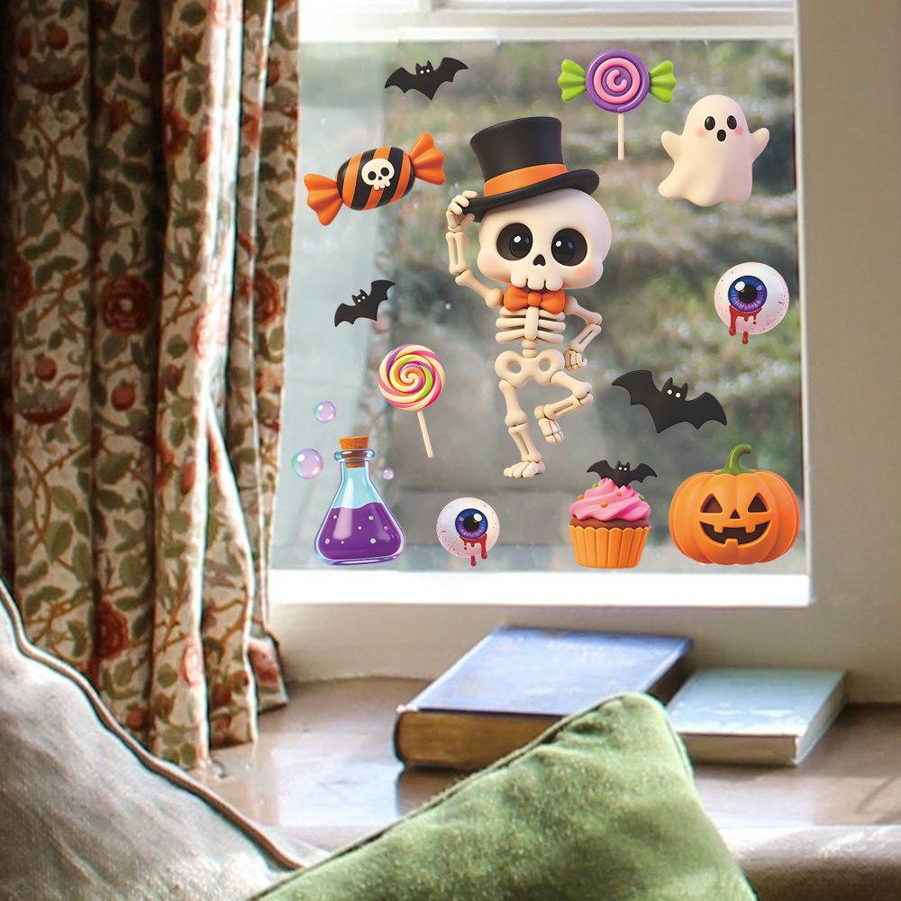 Halloween Skull Ghost Pumpkin Bat Home Window Decoration Window Stickers