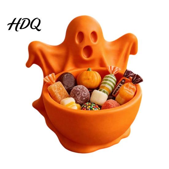 Multi Functional Storage Organizer 3D Printed Ghost Candy Bowl for Halloween Party Decorations, Multi-functional Desktop Decorative Shaped Trinkets &