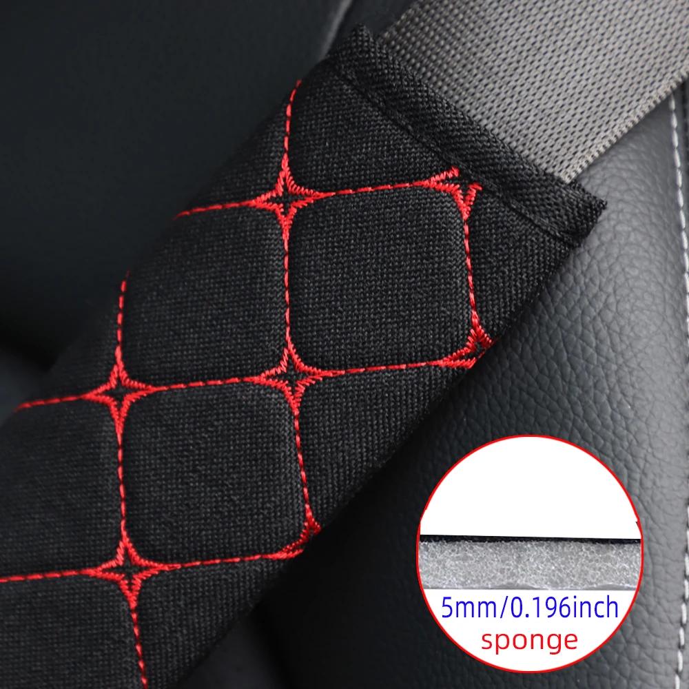 1PCS A Linen Embroidered Breathable Fabric Car Seat Belt Shoulder Strap Cover Insurance Strap Cover Comfort Car Accessories