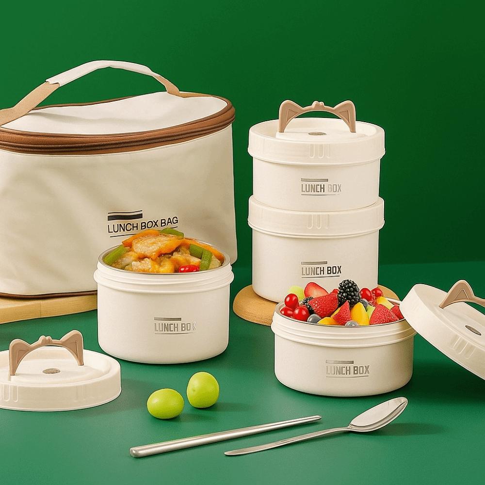 Round Heat Preservation Lunch Box Large Capacity Fresh-keeping Box Practical Food Container  Office