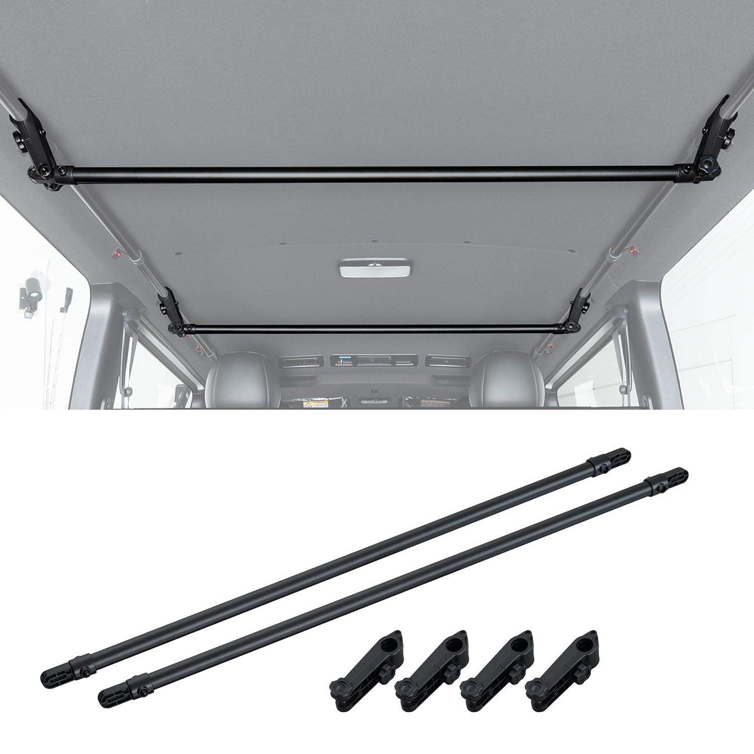 

SEIWA Hanger Set of 2 Car Carrier Bars for Cargo Ceiling and Ideal for and Compatible with Side Bars Numbers Bars, Large, 119-122cm, (Hiace/Caravan)