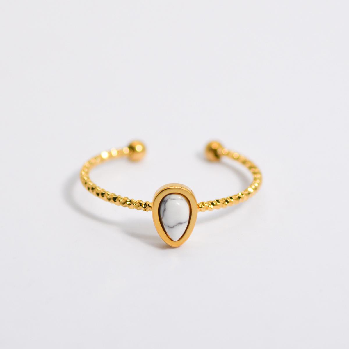 

Овальное кольцо из камня в стиле Франции, регулируемое, из нержавеющей стали Adjustable белый