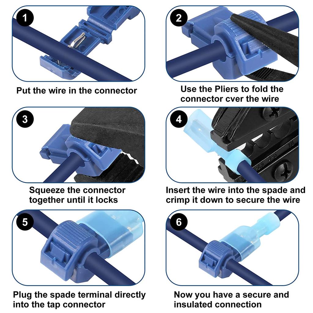 30/50pcs T-Tap Wire Connectors Self-Peeling Quick Splice Wire Terminal Insulation Male Quick Disconnect Spade Terminal Combo Kit
