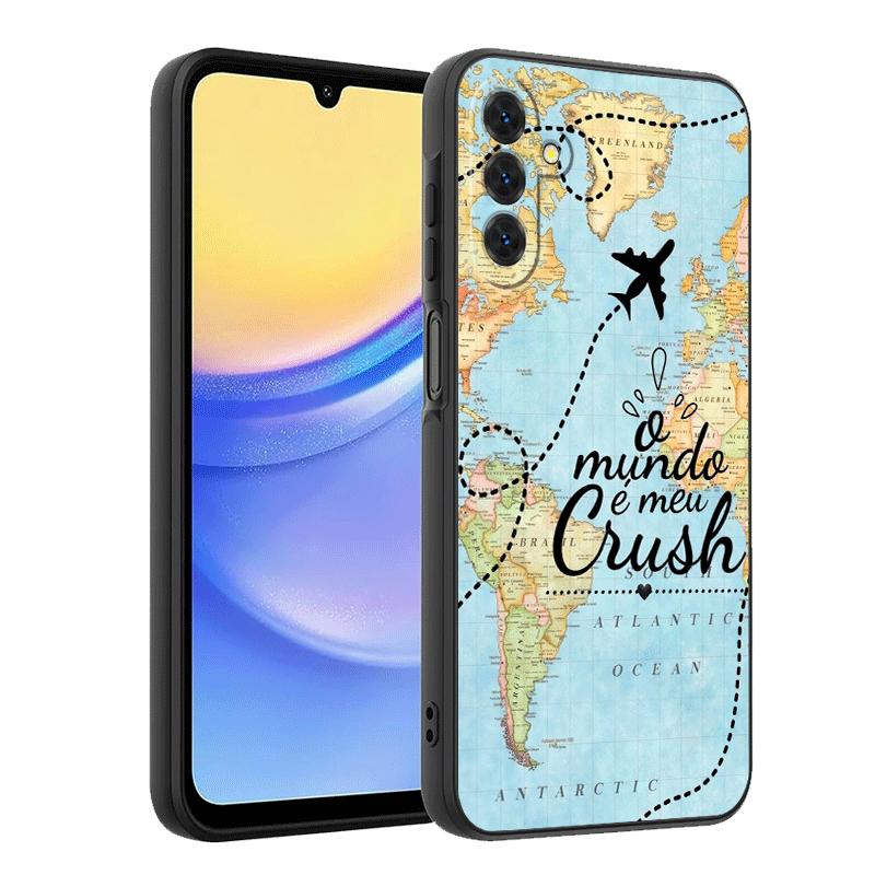 Travel Map Artistic Pattern Soft Phone Case for Samsung A17 A37 A57 A16 A26 A36 A56 A15 A25 A35 A55 A14 A24 A34 A54 A13 A23 A33