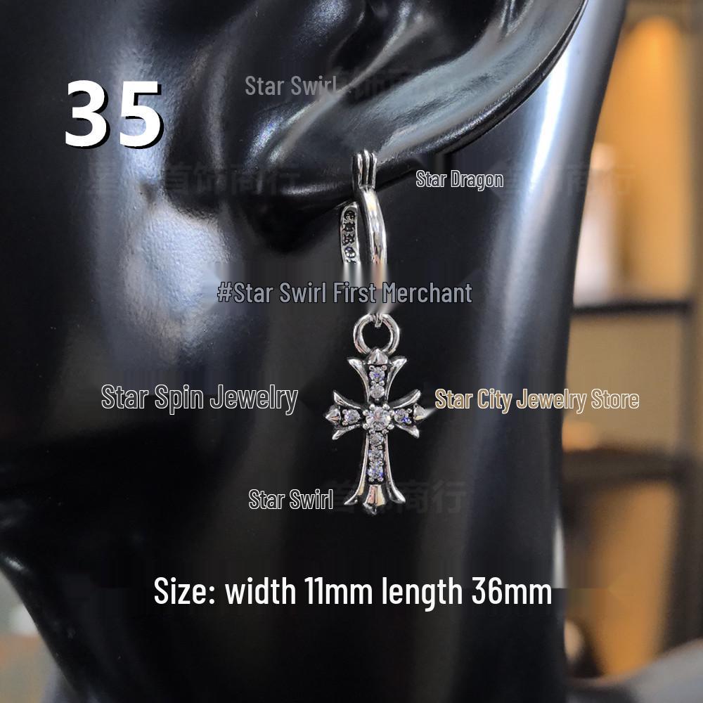 Cercei atârnători New Cross G-Dragon cu diamante colorate pentru bărbați și femei, Cupru alb, Argint thailandez, Ac din argint s925