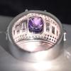 Huitan Gorgeous Purple Zirconia Finger Ring Female Luxury Women Anniversary Party Accessories Fashion CopperColor Jewelry Gift