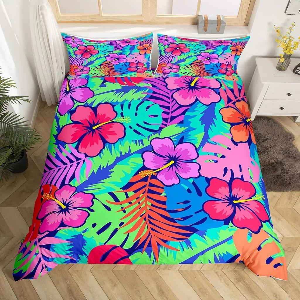 Rainbow Duvet Cover Kawaii Tropical Fruits Bedding Set Pineapple Lemon Doughnut Orange Strawberry Comforter Quilt Cover Set