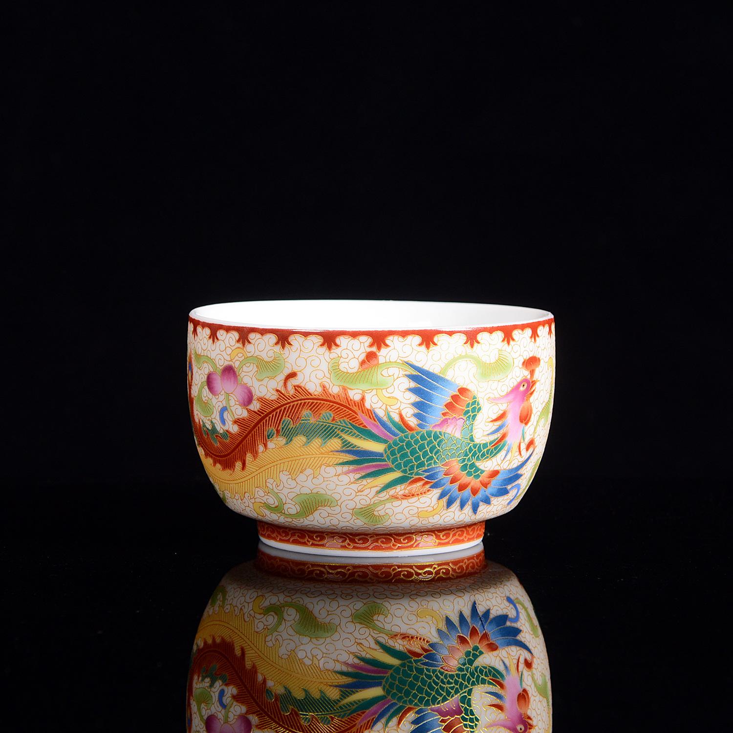 

1pcs Ceramic Golden Dragon and Phoenix Master Cup Cloisonn É Large Tea Cup Kung Fu Tea Set 150ml 150ML