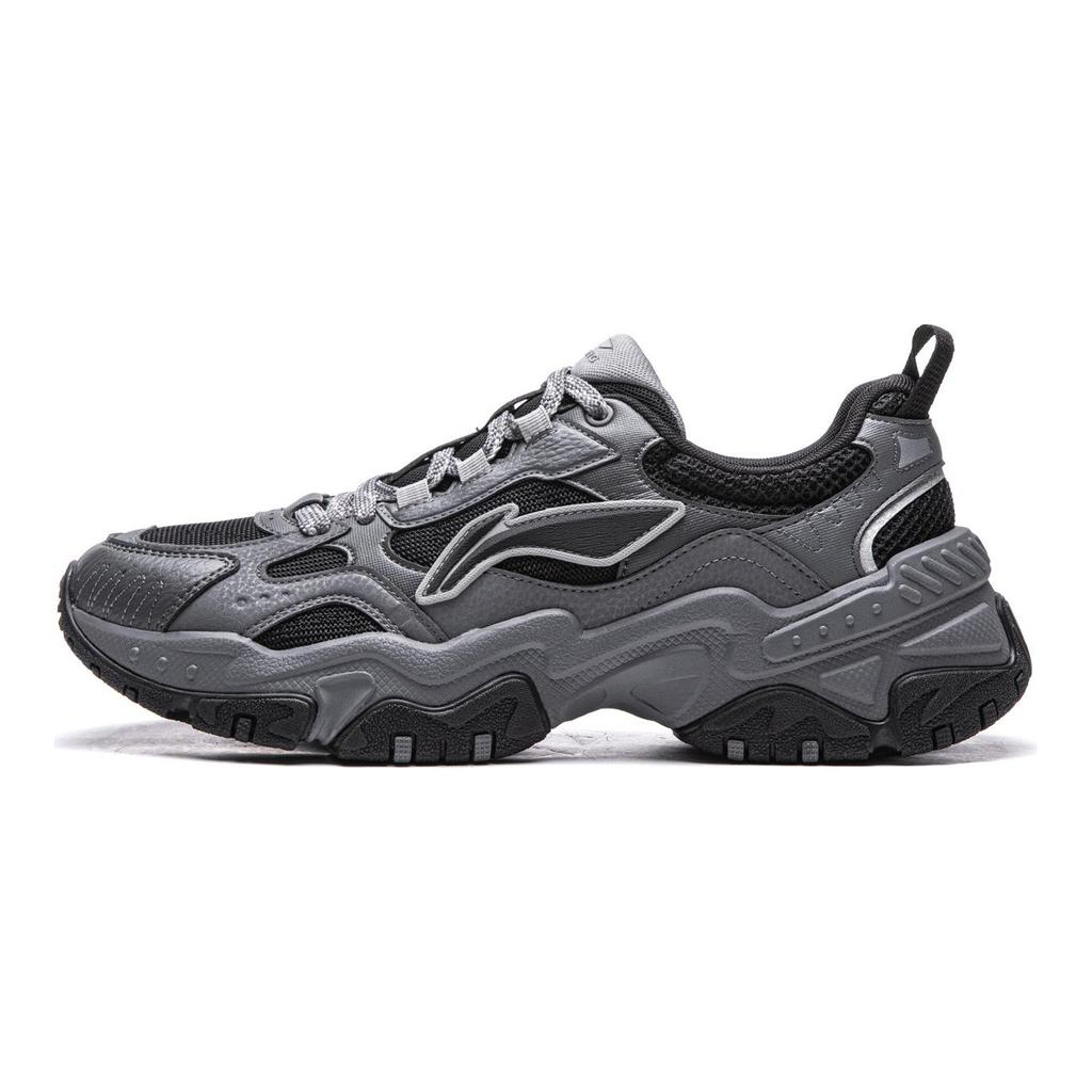 Li Ning Brown Sugar Cushioning Slip Resistant Abrasion Resistant Support Low top Casual Shoes Men's Black Gray AGCV367-3