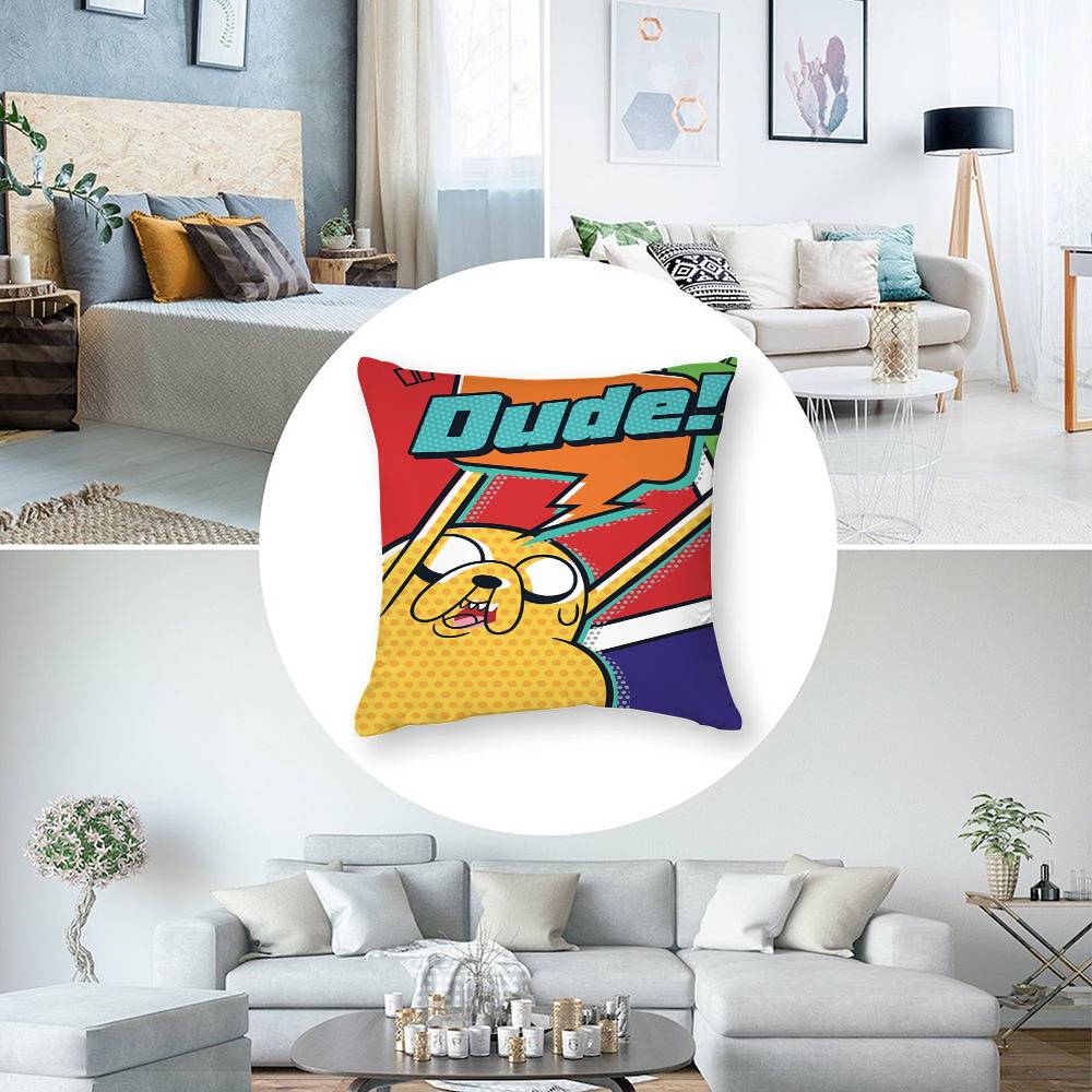 Anime A-Adventure Time Pillow Case Short Plush Double-sided Print Square Throw Pillow Covers Sofa Home Cushion Decor