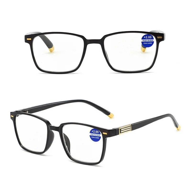 Classic Square Frame Anti Blue Light Reading Glasses for Men Women Rectangular Office Presbyopia Eyewear Anti Fatigue