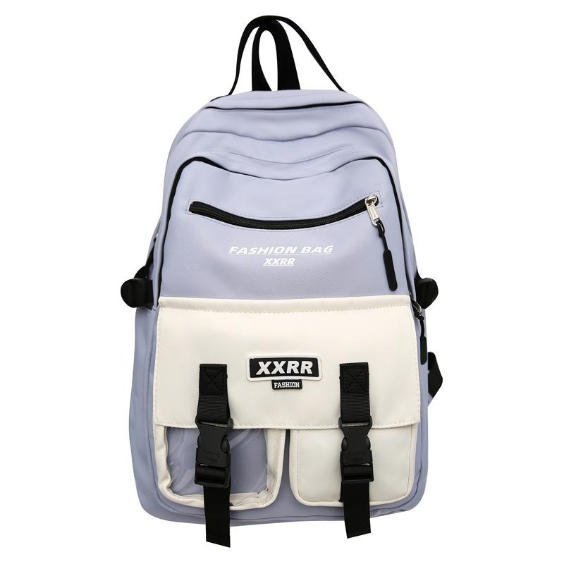 Schoolbag Large-capacity Student Backpack Female Hong Kong Style Brand Middle School Student High School Student Schoolbag Male Contrasting Color 