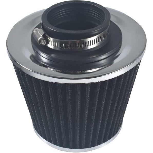 Universal 2.5" 63.5mm High Flow Cold Air Intake Filter Fit for Most Cars Intake Piping - Washable Aluminum Cone Design with Stainless Steel Clamp
