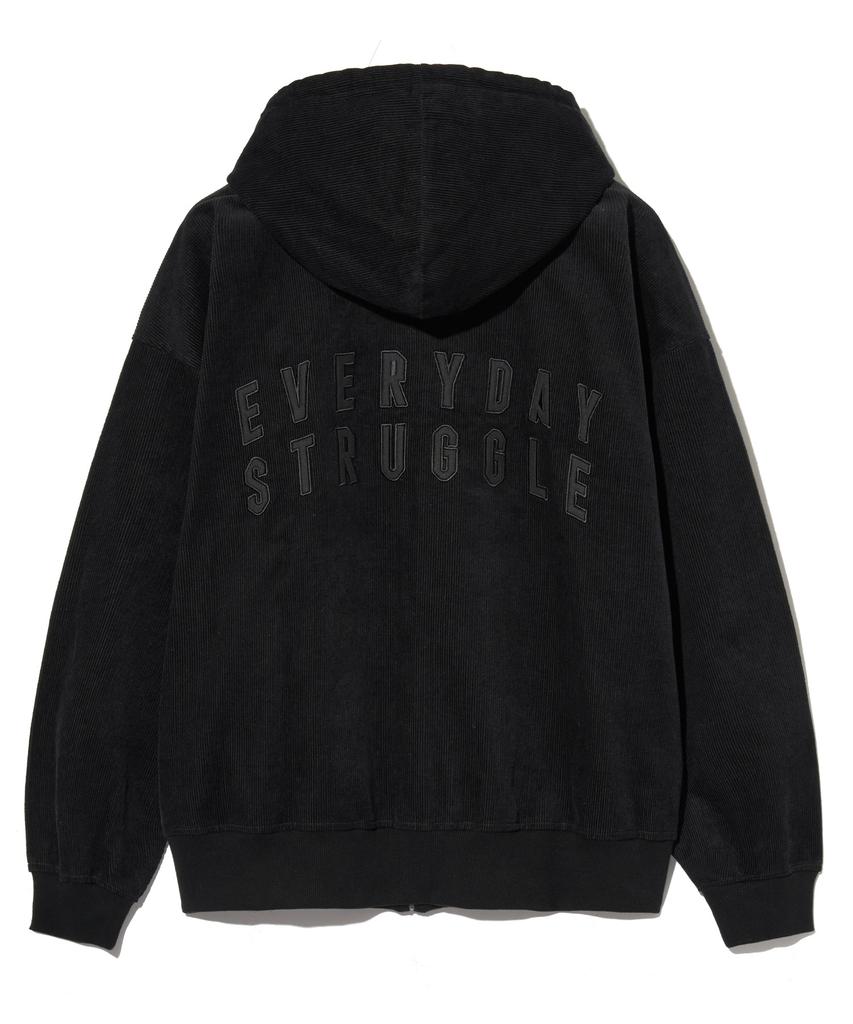 Brownbreath Everyday Corduroy Hood Zip Up - Black