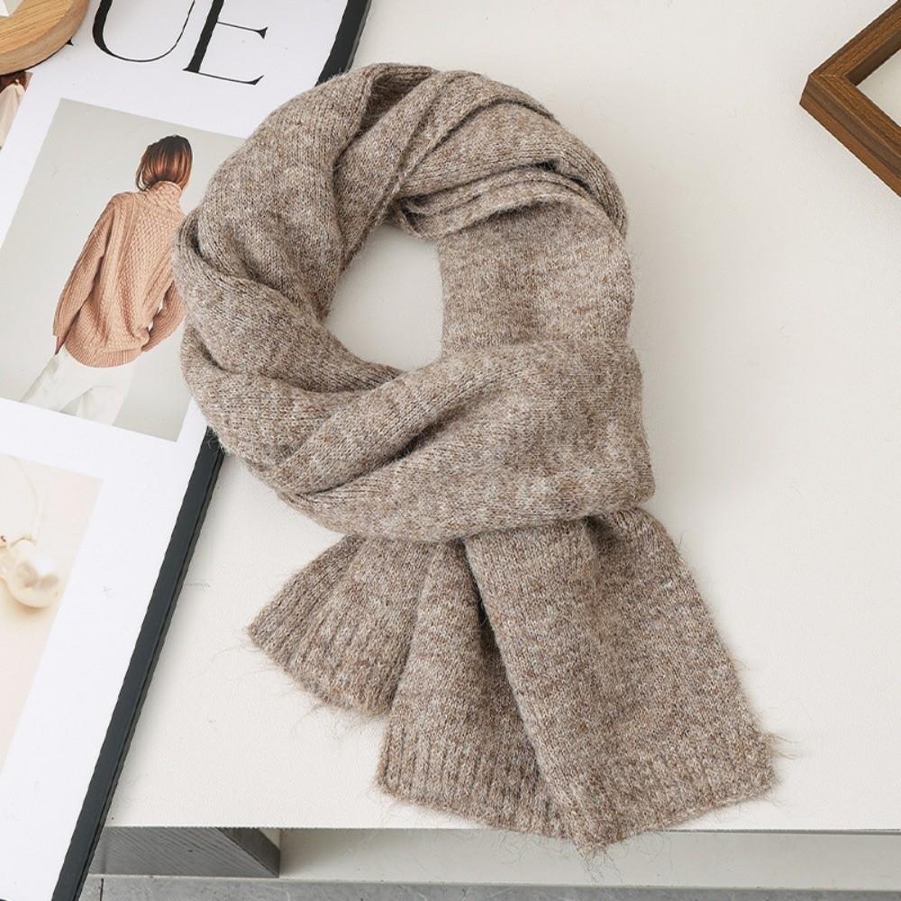 Versatile Warm Neck Warmer Coldproof Solid Color Knitted Scarf Windproof Scarves Bib Autumn and Winter
