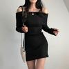 Korean Style Petite Spicy Girl Bodycon Dress: One-Shoulder Camisole with Lapel, Hip-Hugging Short Skirt for Spring/Autumn
