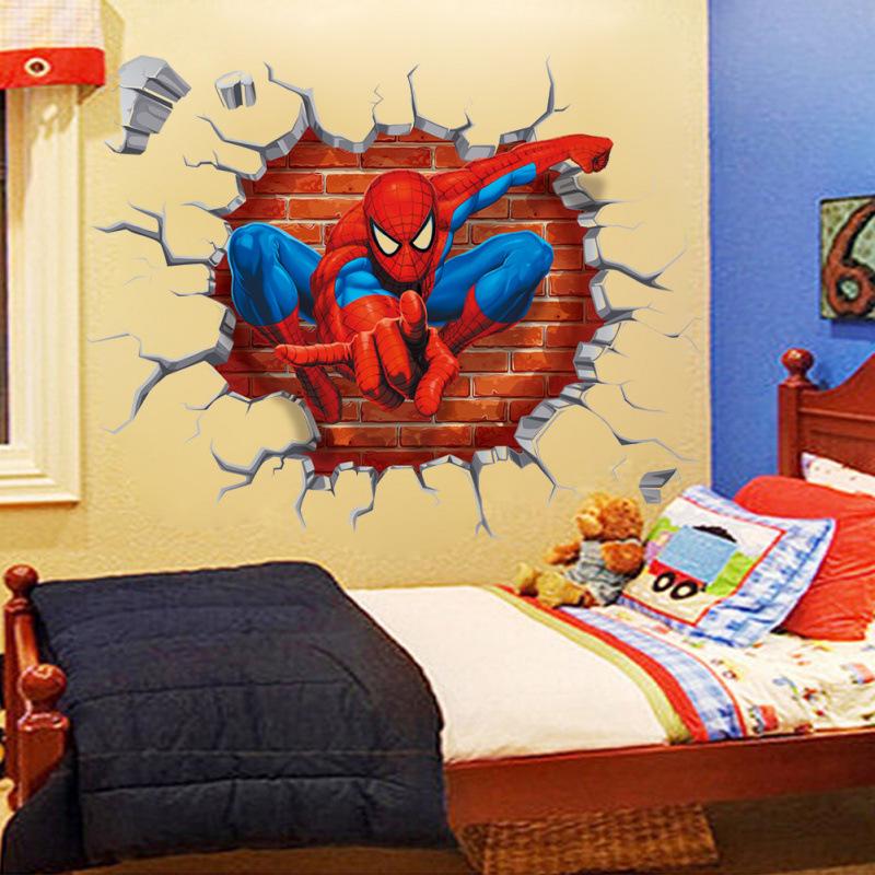 Spider-Man Breaking Wall Anime Removable Wall Sticker for Bedroom & Living Room