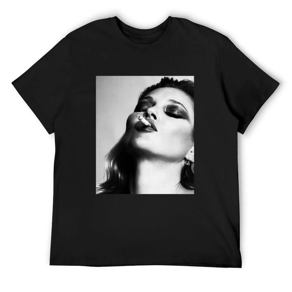 Kate Moss Smoking Y2k Garbage Rock Aesthetic Tshirt Street Wear Anime Unisexs Tshirt Set Pure Cotton Breathable Clothing