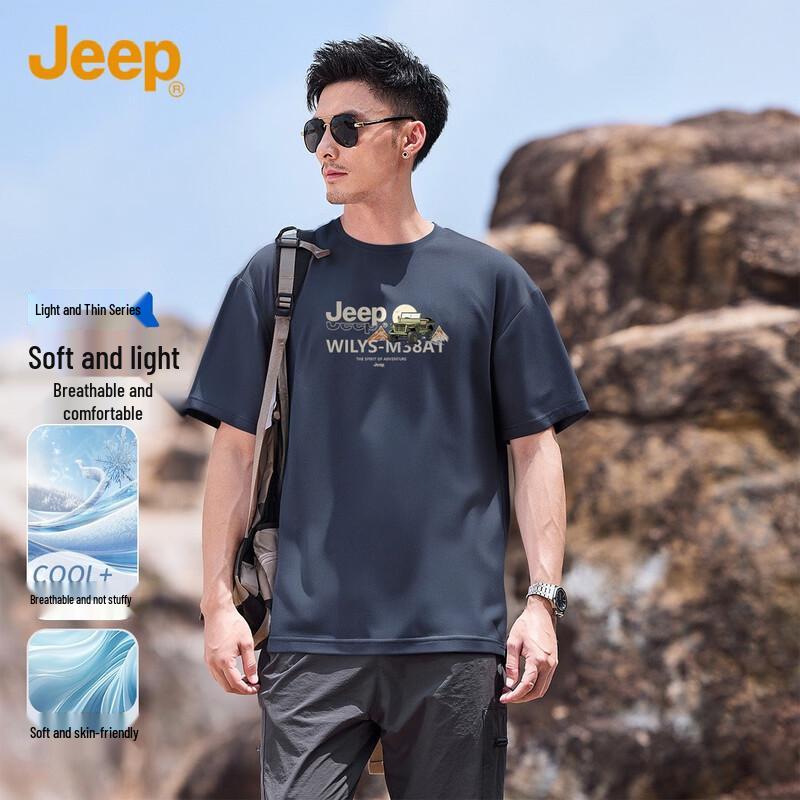 JEEP Men s Summer Soft Breathable Round Neck T-shirt 4XL