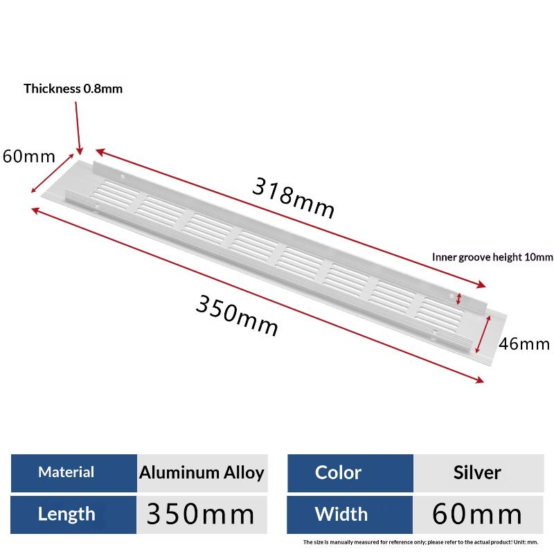 1Pcs Household Air Vent Grille Wall Ventilation Cover Wardrobe Parts 50/60/80mm*150-500mm Aluminum For Cupboard DIY Accessories