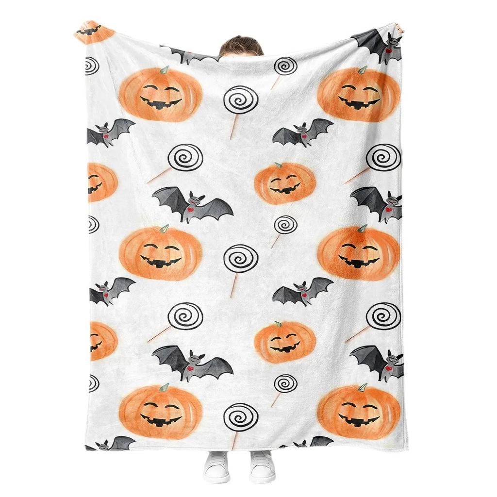 1 Stück Halloween Limited Theme Überwurfdecke Hautfreundlich Kürbis Geist Muster Multifunktional Sofaüberwurfdecke Heimdeko