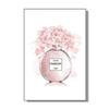 Elegant Perfume Bottle  Pink Flowers Poster Chic Beauty Fashion Canvas Art for Modern Home Living Room Wall Decor