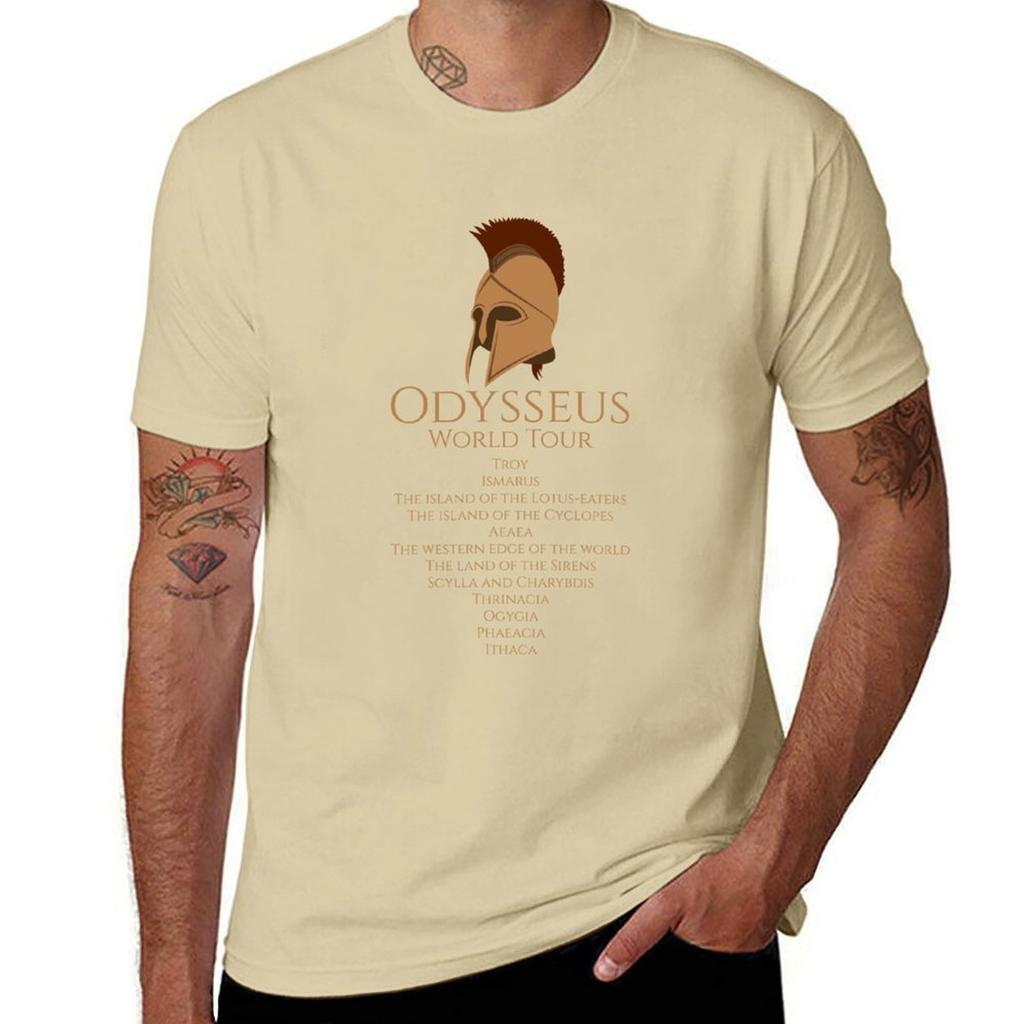 Odysseus World Tour - Ancient Greek Mythology - Epic Poetry T-Shirt Funnys Summer Clothes T-shirts for Men Cotton