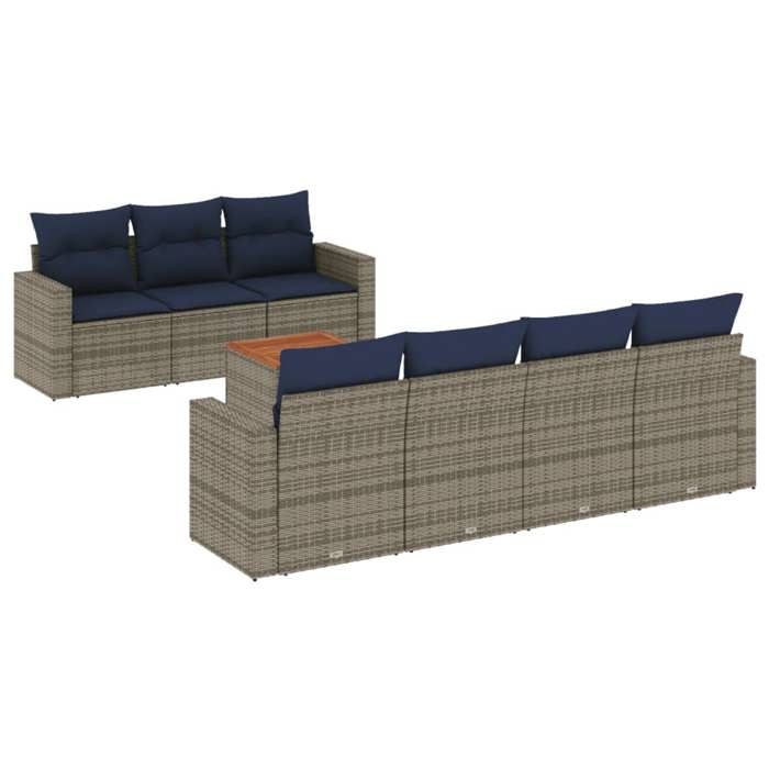 VidaXL Salon de Jardin avec Coussins 8 pcs, Canapés de Patio, Ensemble de Meubles, Mobilier de Terrasse Exterieur, Gris 3256362
