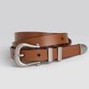 Genuine Leather Business Waist Belt For Women With Round Buckle For Office Attire