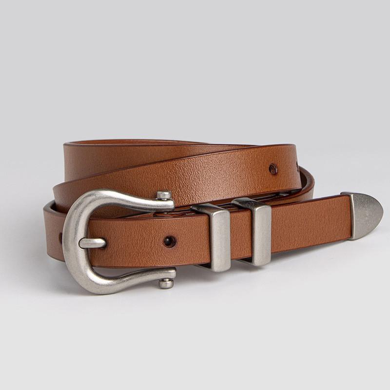 Genuine Leather Business Waist Belt For Women With Round Buckle For Office Attire