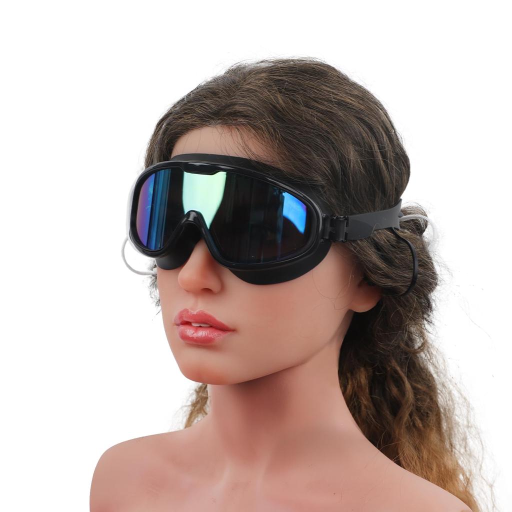 Moonlove Adult Swimming Goggles with Integrated Electroplated Wide Field of Clear UV Adjustable Suitable for Competitive and Black and for Men and