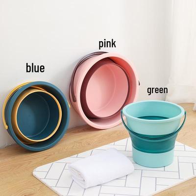 Folding Car Wash Bucket: Portable, Thickened Plastic for Travel, Household, or Fishing - Available In Large and Small Sizes.