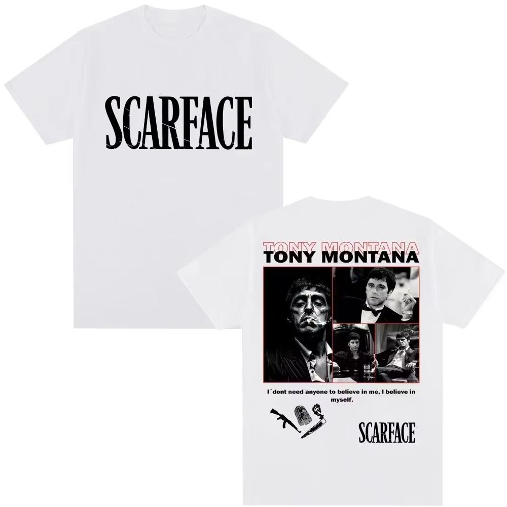 2026 Scarface Film Tony Montana & Al Pacino Stampa Anni '90 Retro Stile Harajuku Unisex Cotone Moda Maglietta